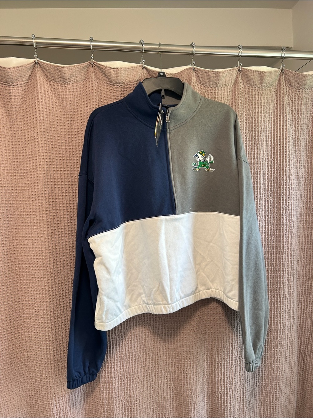 NWT Notre Dame Half -Zip Colorblock Pullover 2xl